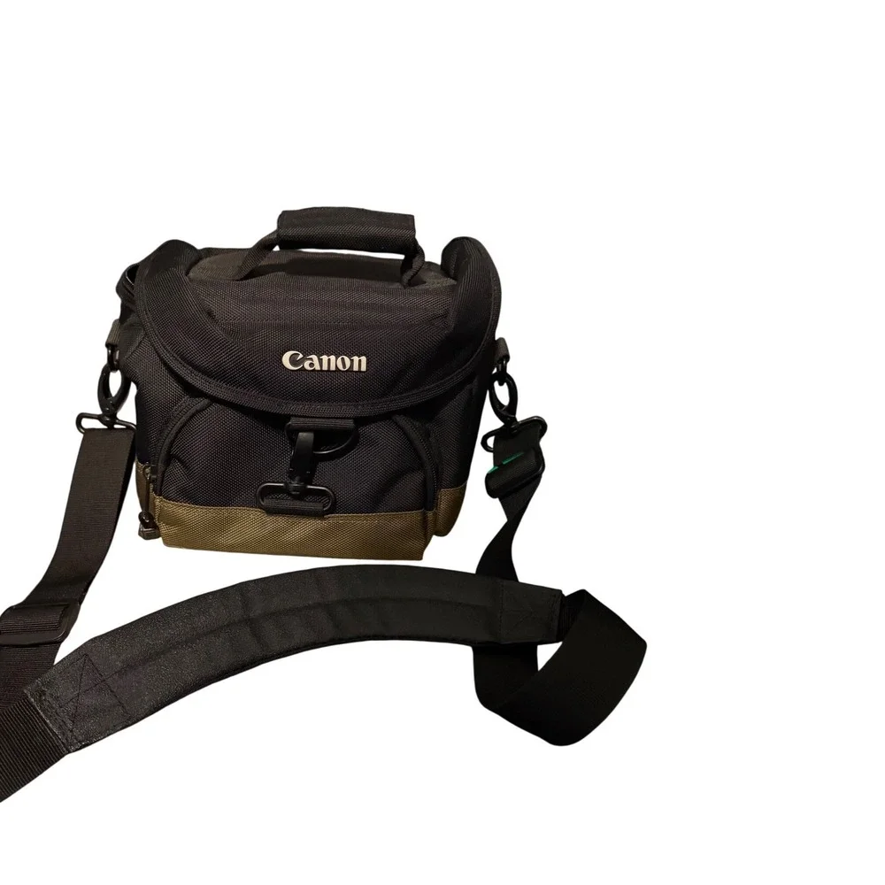 Canon Camera Bag Black Khaki Padded Shoulder‎ Strap Carry Handle